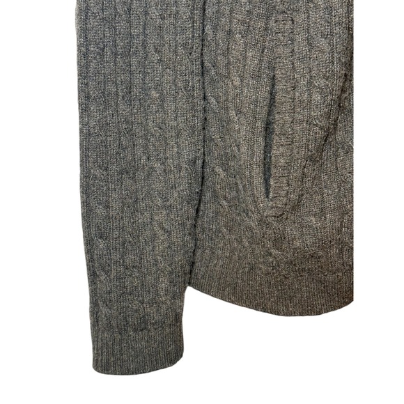 LL Bean Womens M-Reg Cable Knit Full Zip Hooded Sweater Brown Lambs' Wool Blend - Picture 5 of 8